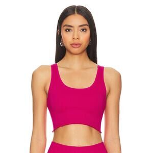 Spiritual Gangster Amor Crop Tank Top Magenta Ribbed Seamless, Size XS/S